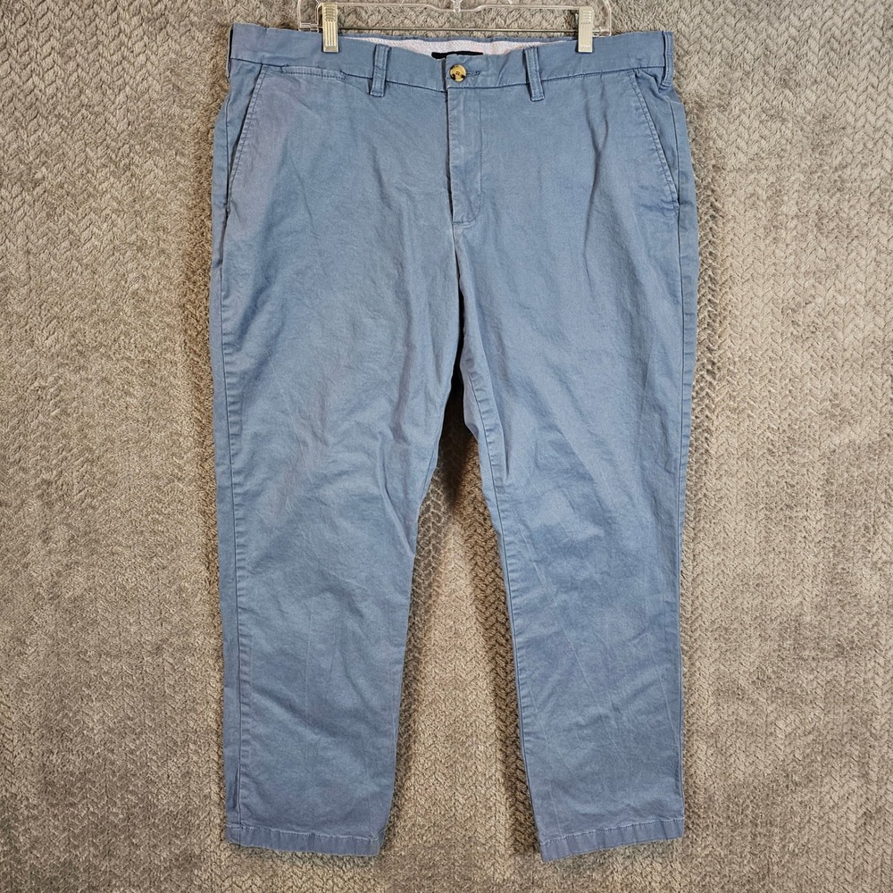 Tommy Hilfiger Mens Blue Flat Front Straight Leg Chino Pants 38x30 Stretch